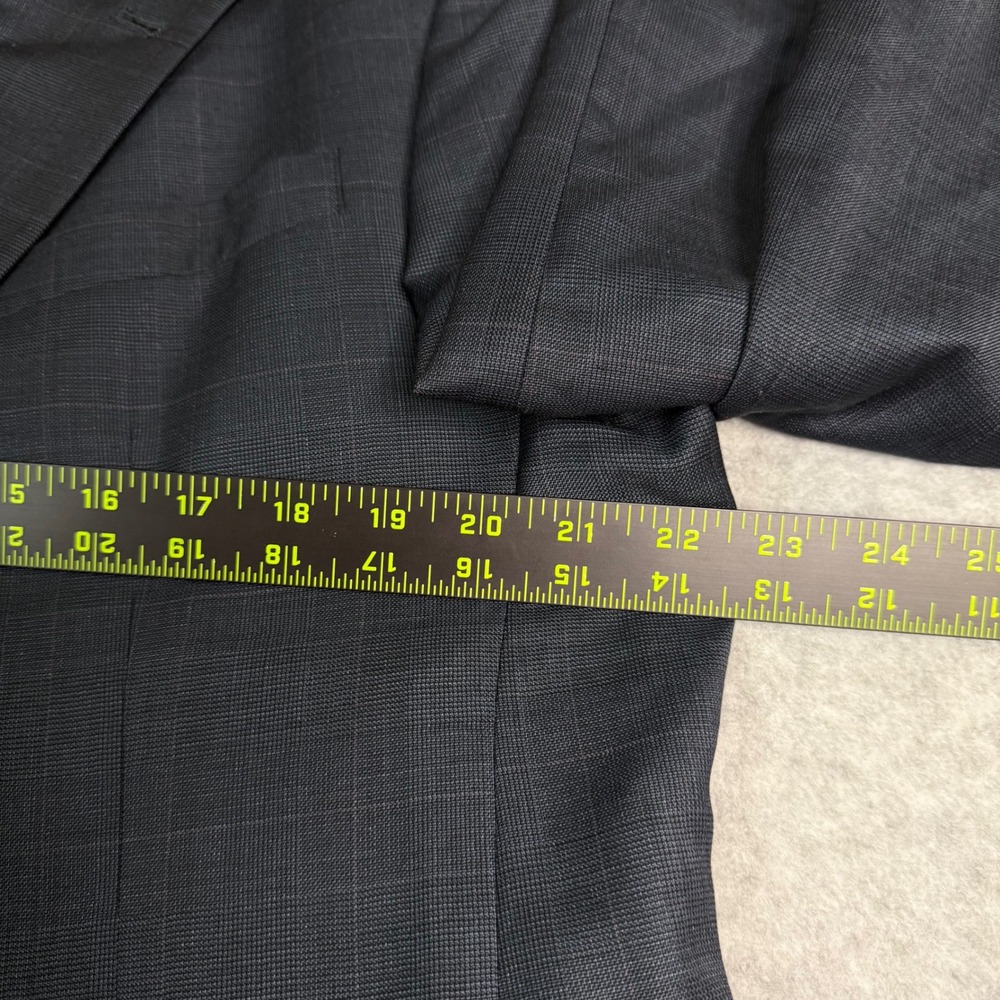 Hart Schaffner Marx Dillard's Mens 44R Blazer Pure New Wool Glen Plaid Charcoal - Picture 8 of 16
